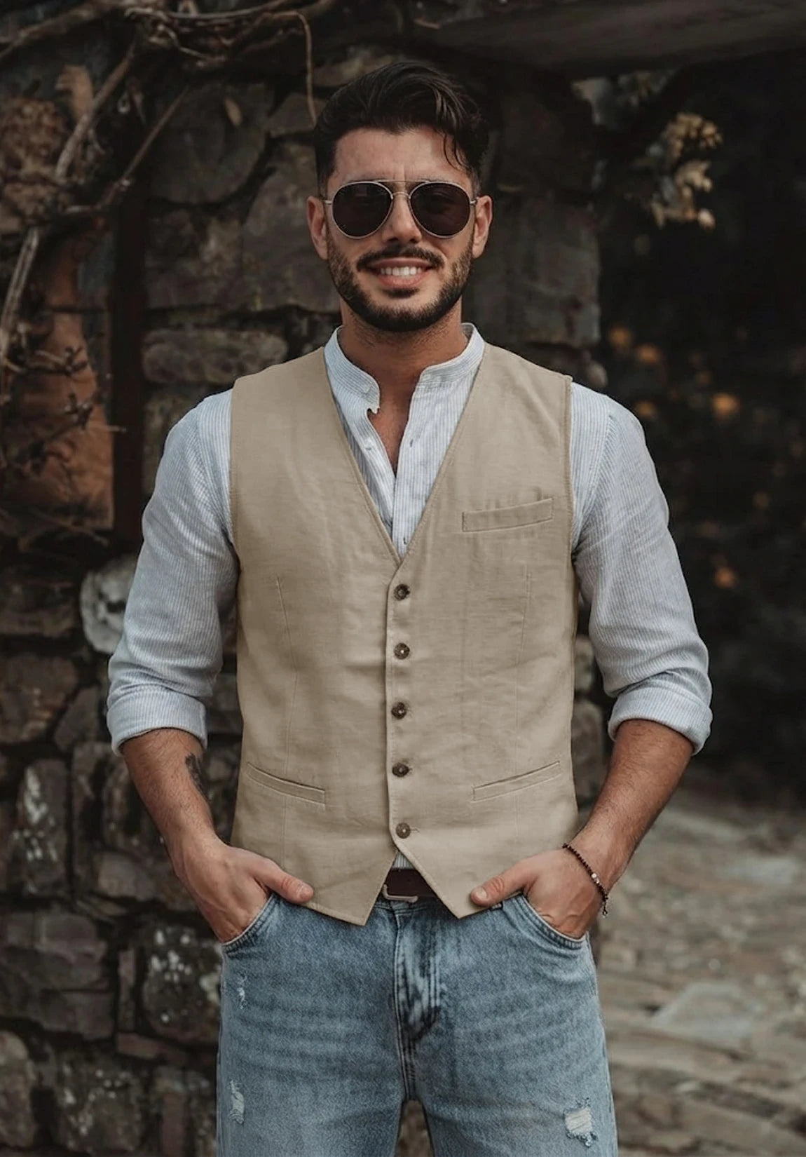 Men's khaki vest