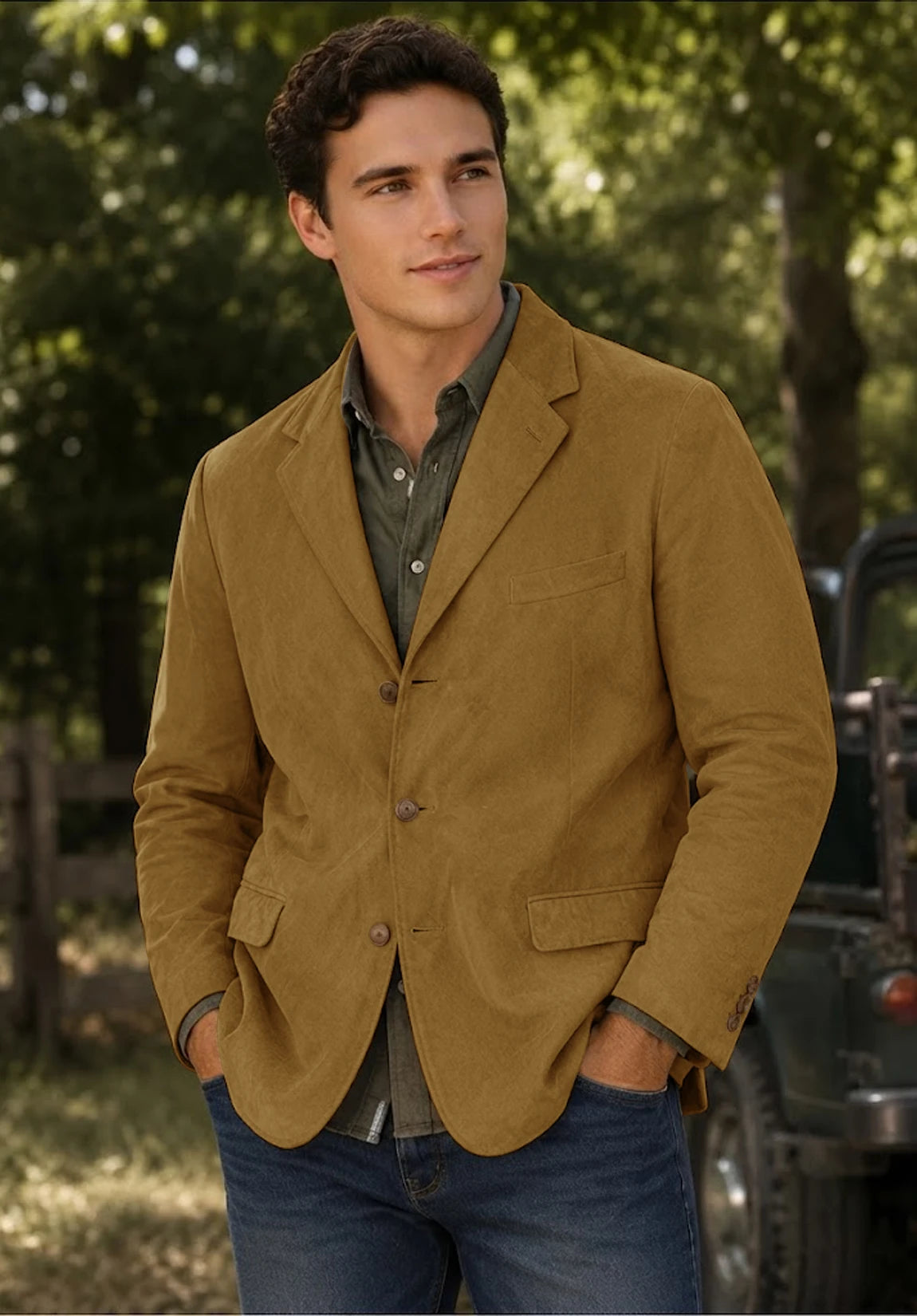 Men's khaki suede jacket