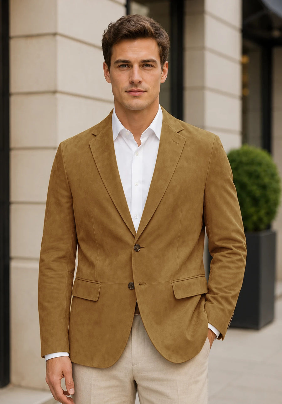 Men's khaki suede jacket