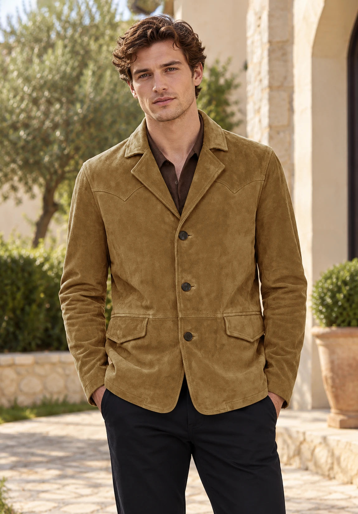 Men's Khaki suede jacket