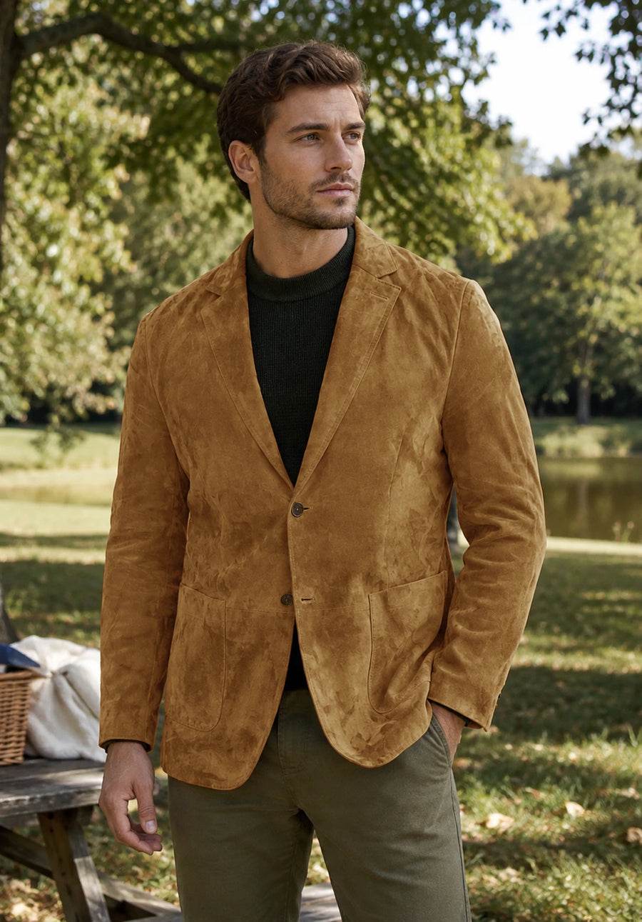 Men's khaki suede jacket
