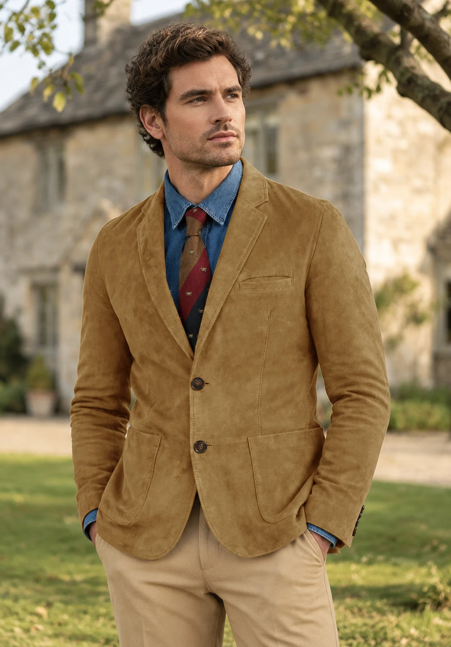 Men's khaki suede jacket