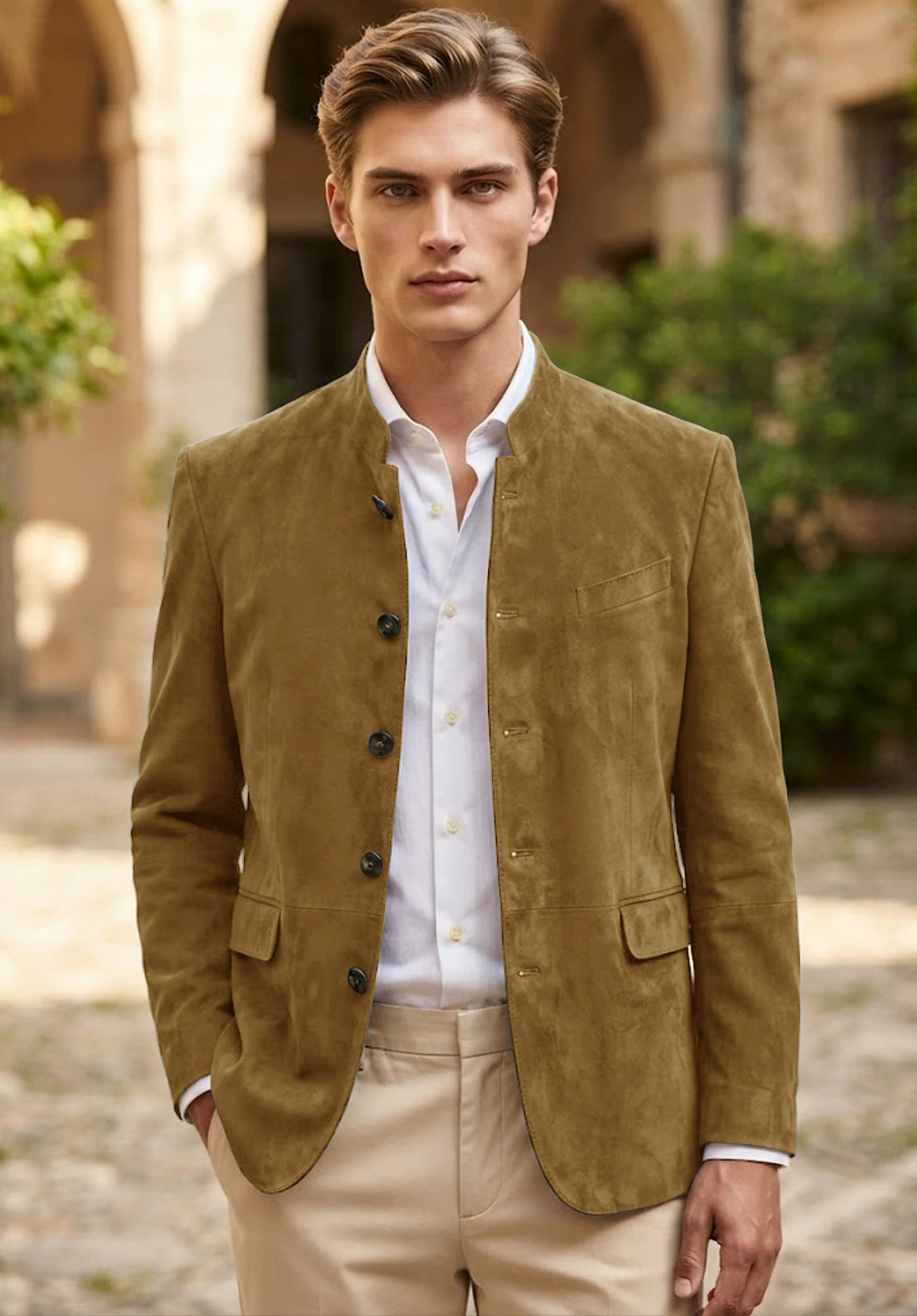 Men's khaki suede jacket