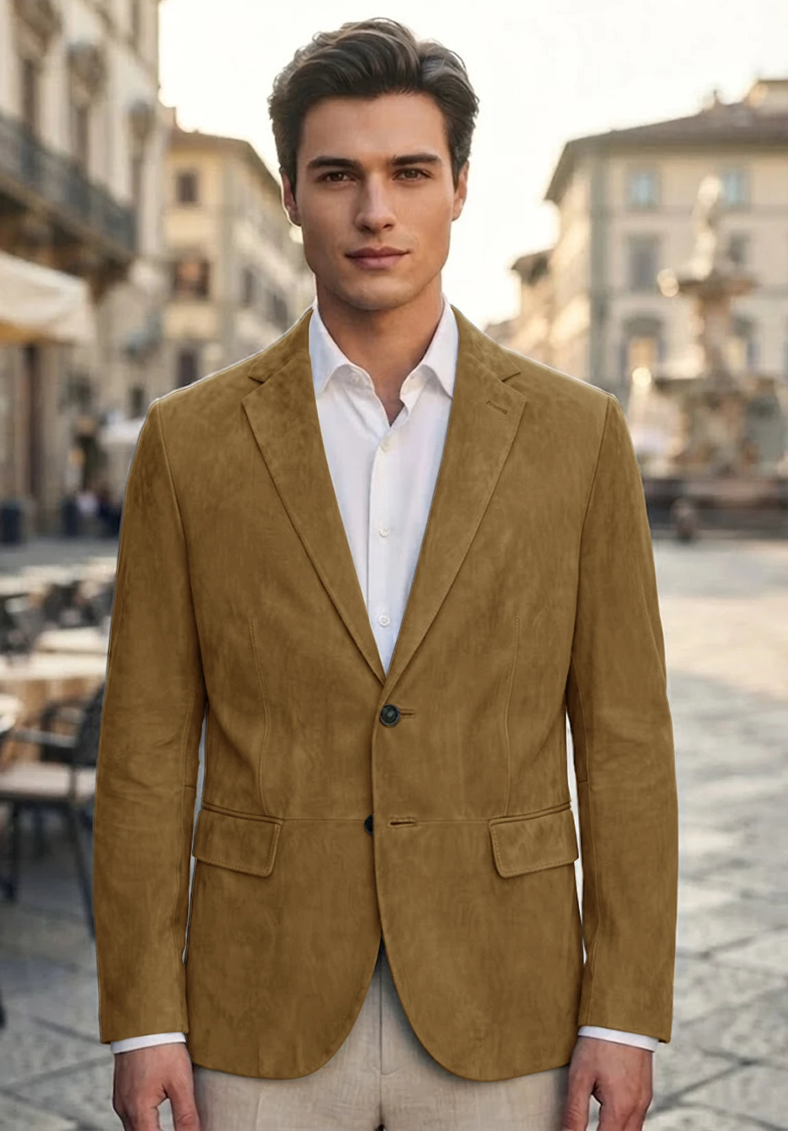 Men's khaki suede jacket