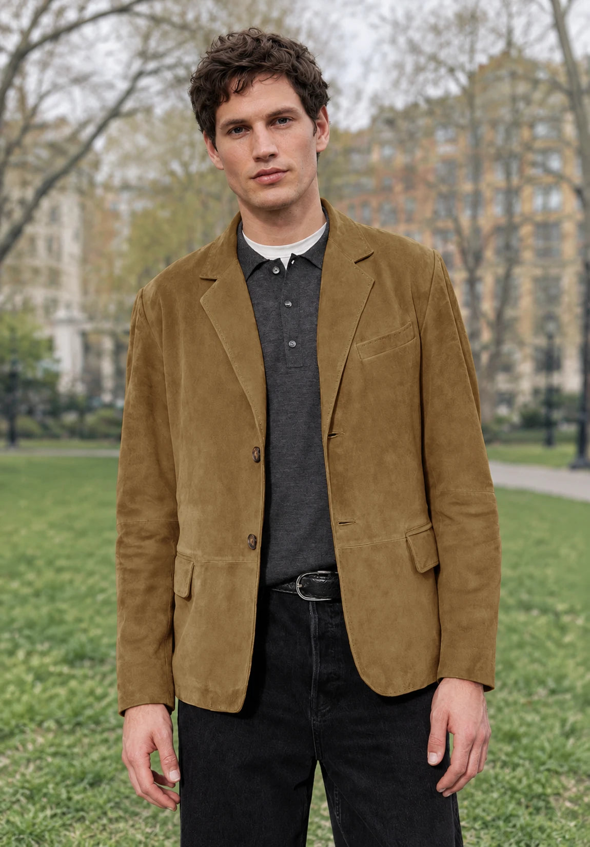 Men's khaki suede jacket