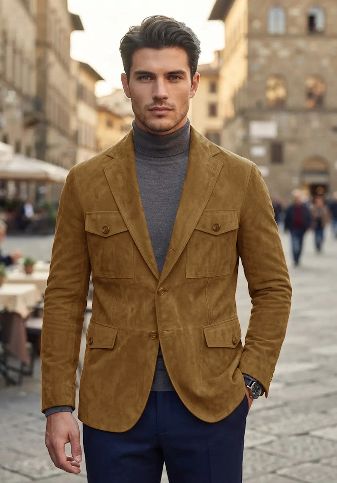 Men's khaki suede jacket