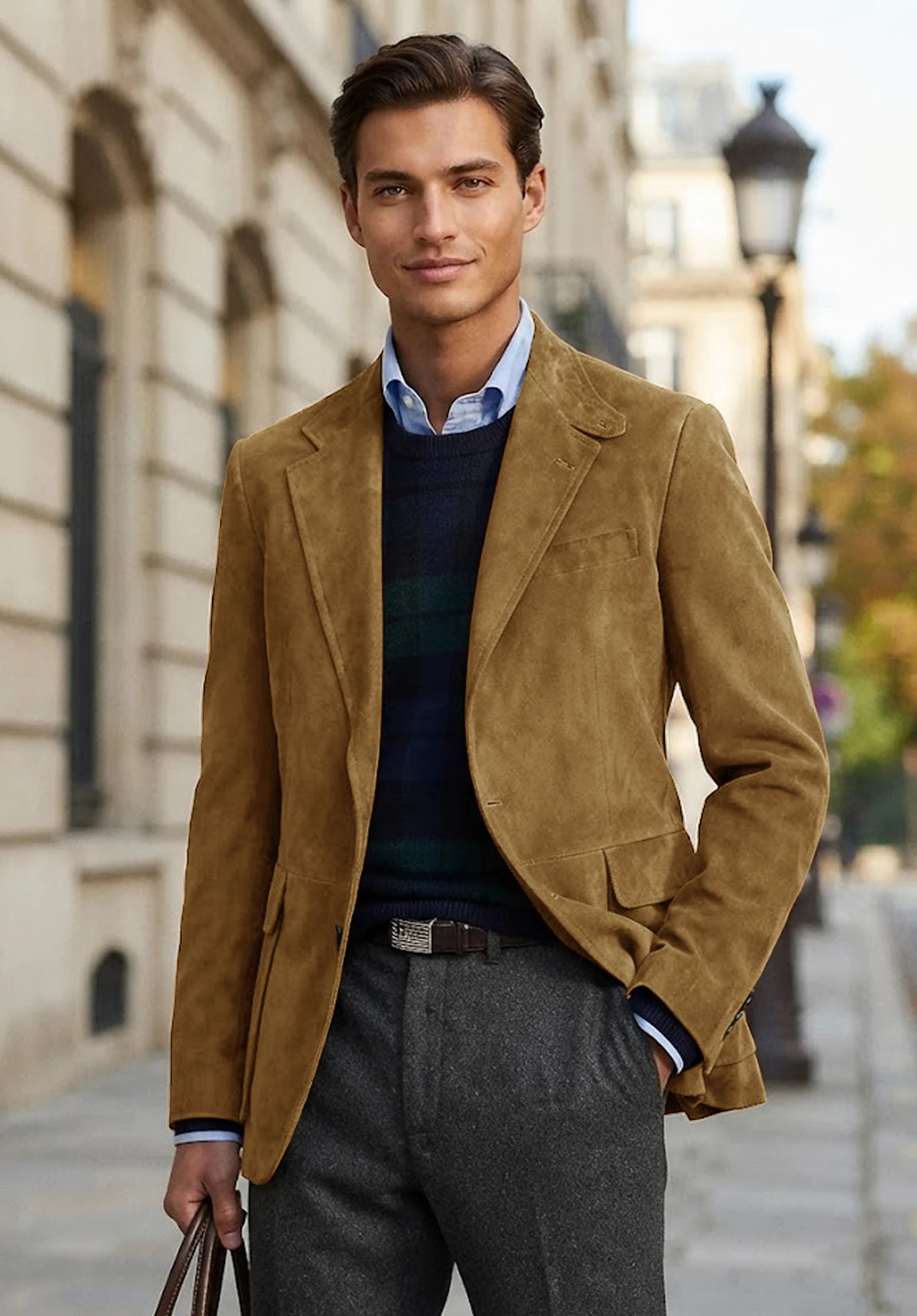 Men's khaki suede jacket