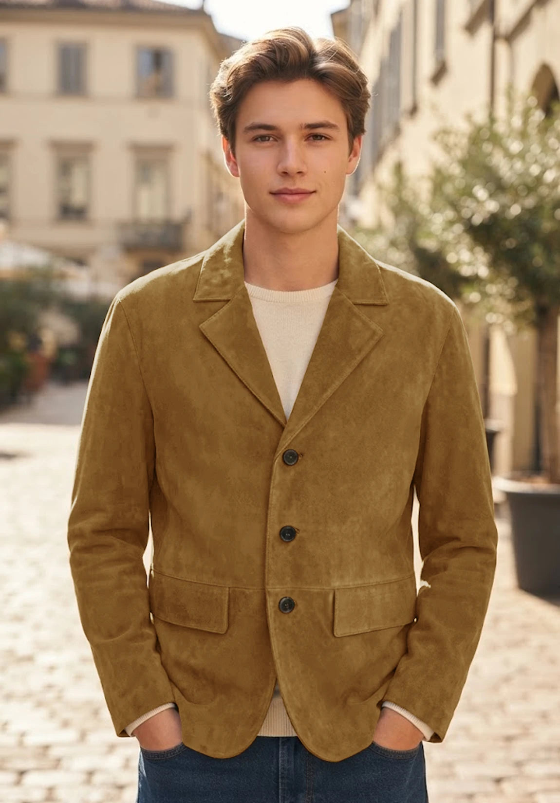 Men's khaki suede jacket
