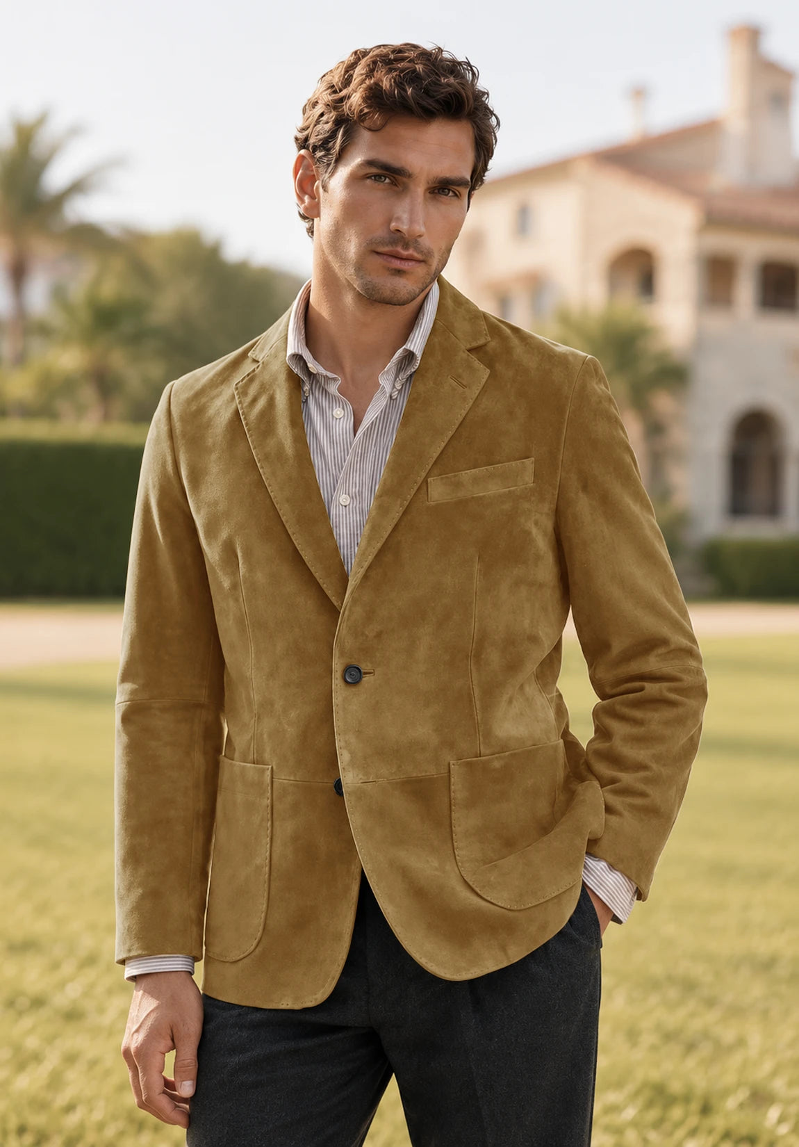Men's khaki suede jacket