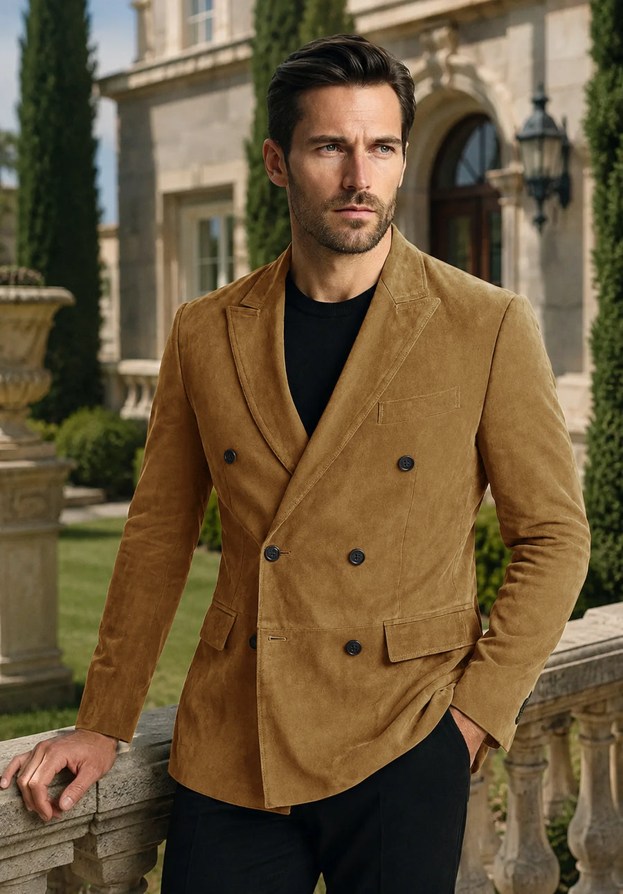Men's khaki suede jacket