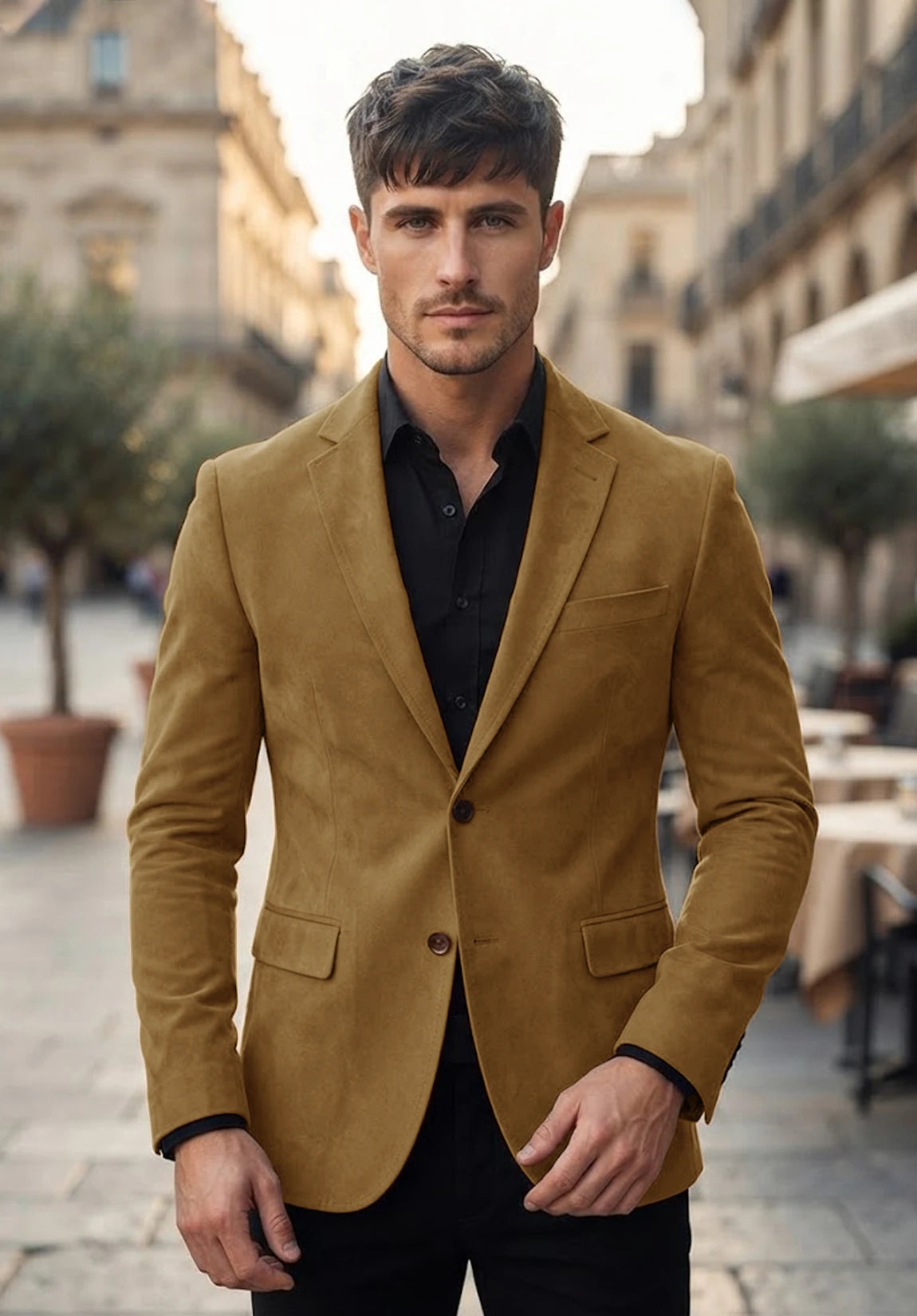 Men's khaki suede jacket
