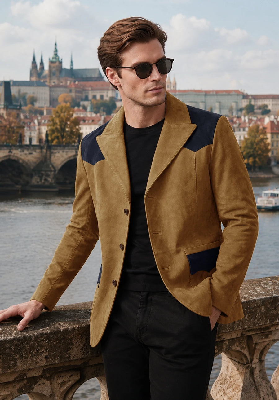 Men's khaki suede jacket
