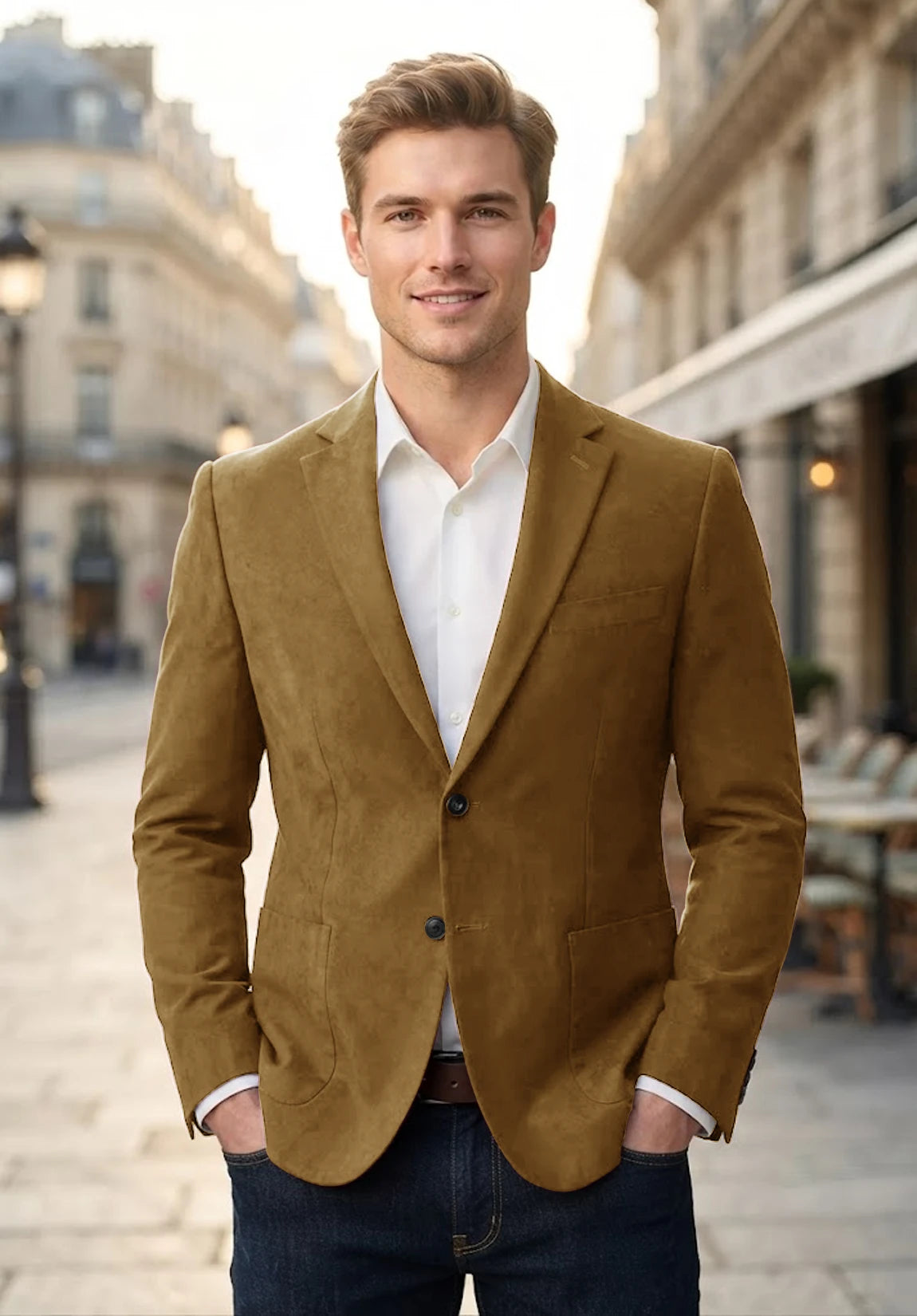 Men's khaki suede jacket