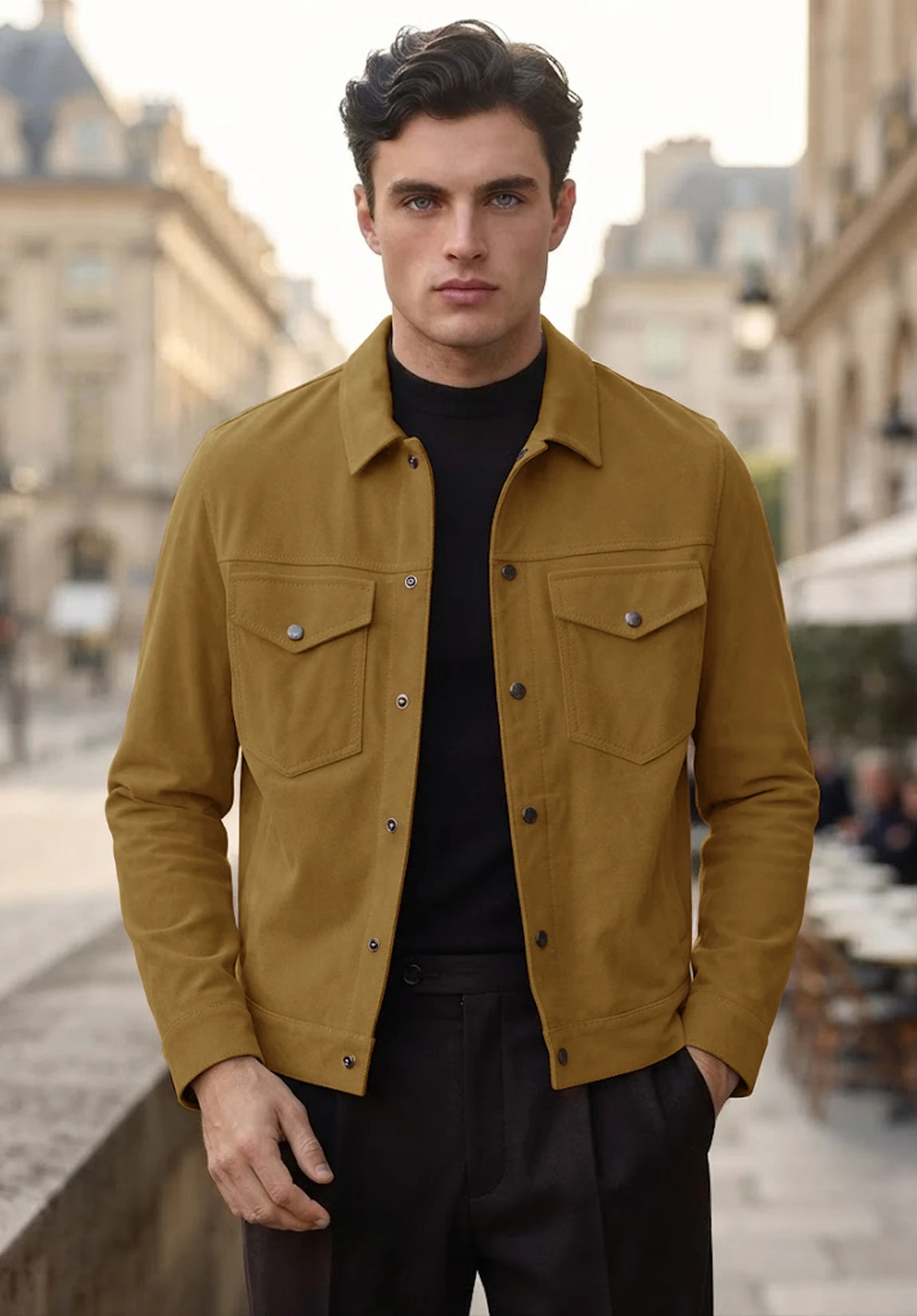 Men's khaki suede jacket