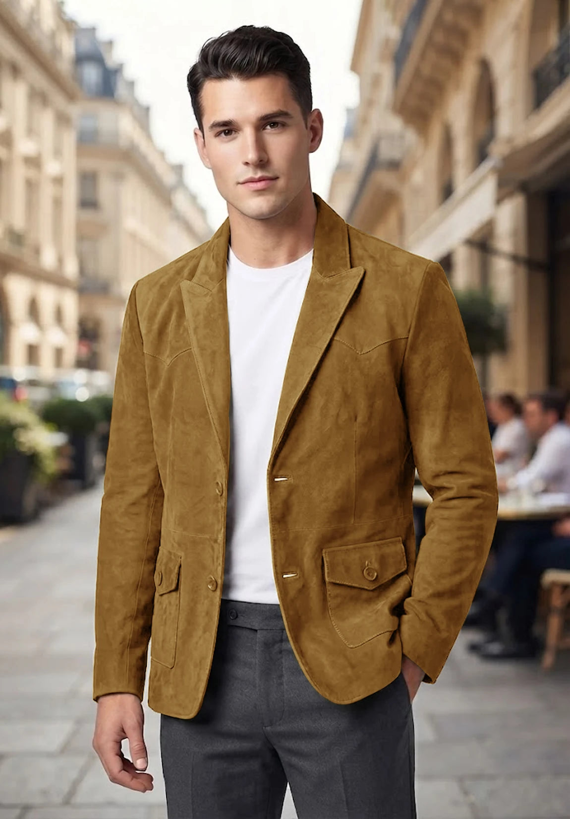 Men's khaki suede jacket