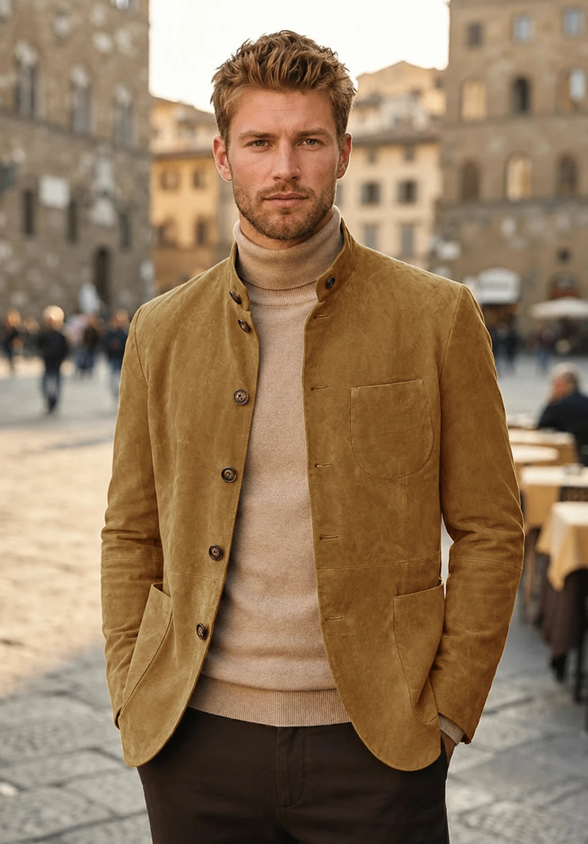 Men's khaki suede jacket