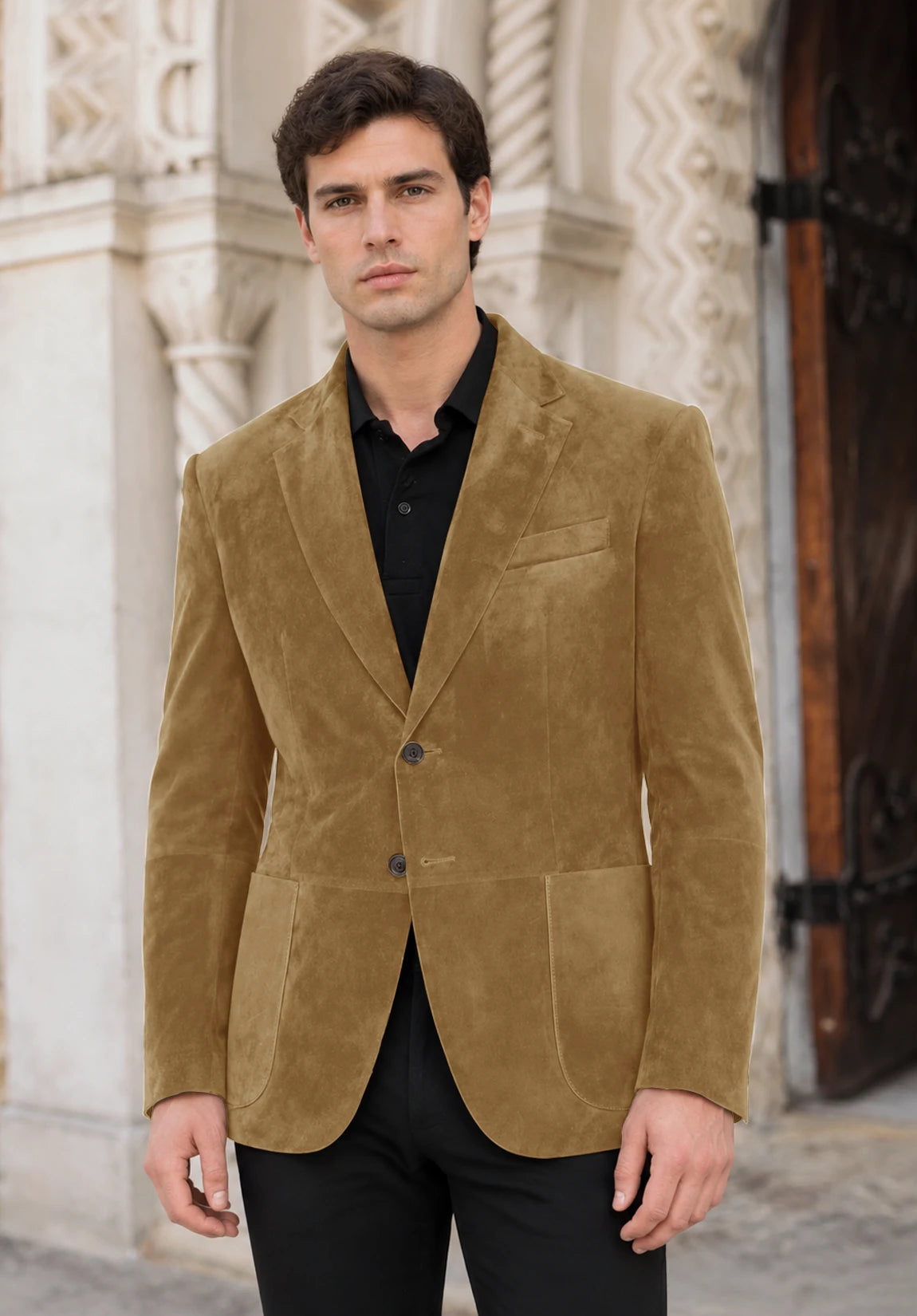 Men's khaki suede jacket