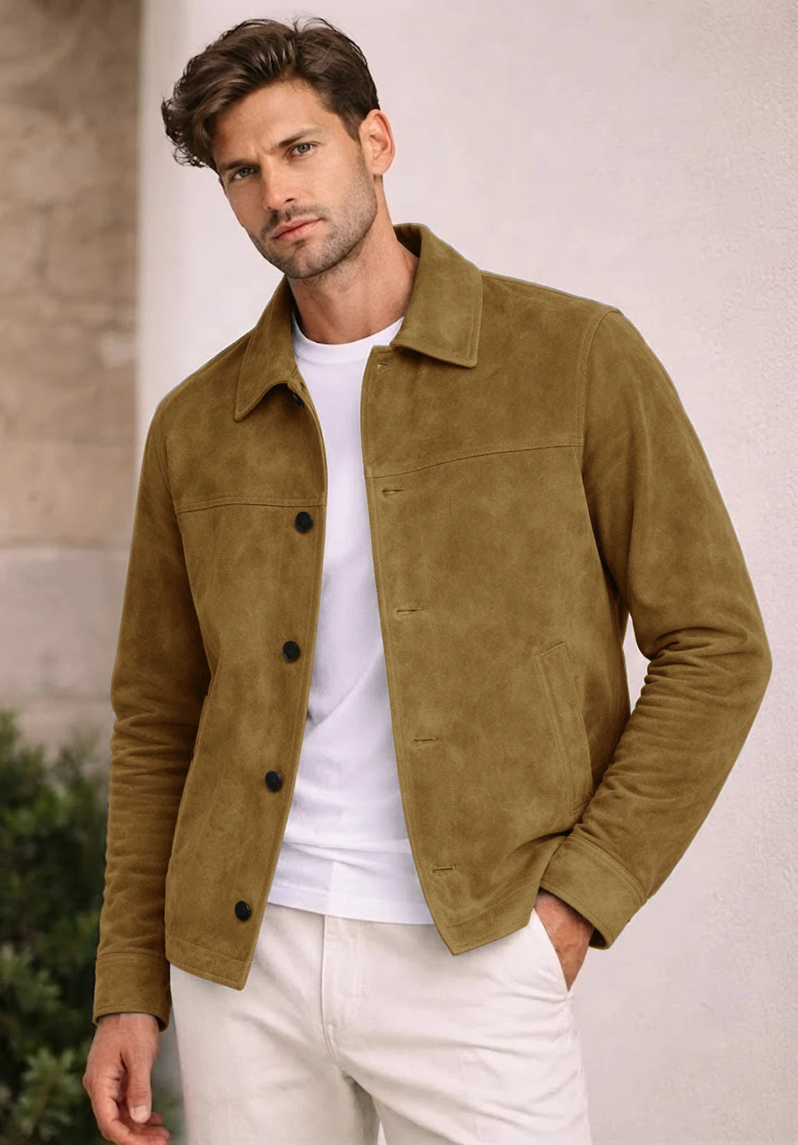 Men's khaki suede jacket