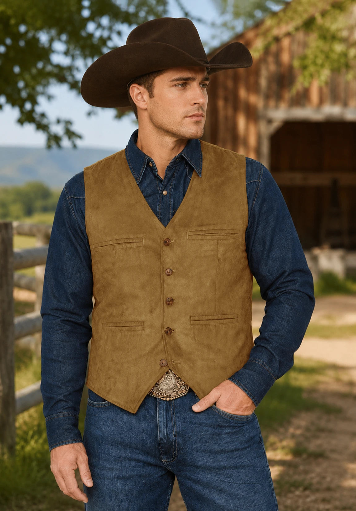 Men's khaki vest