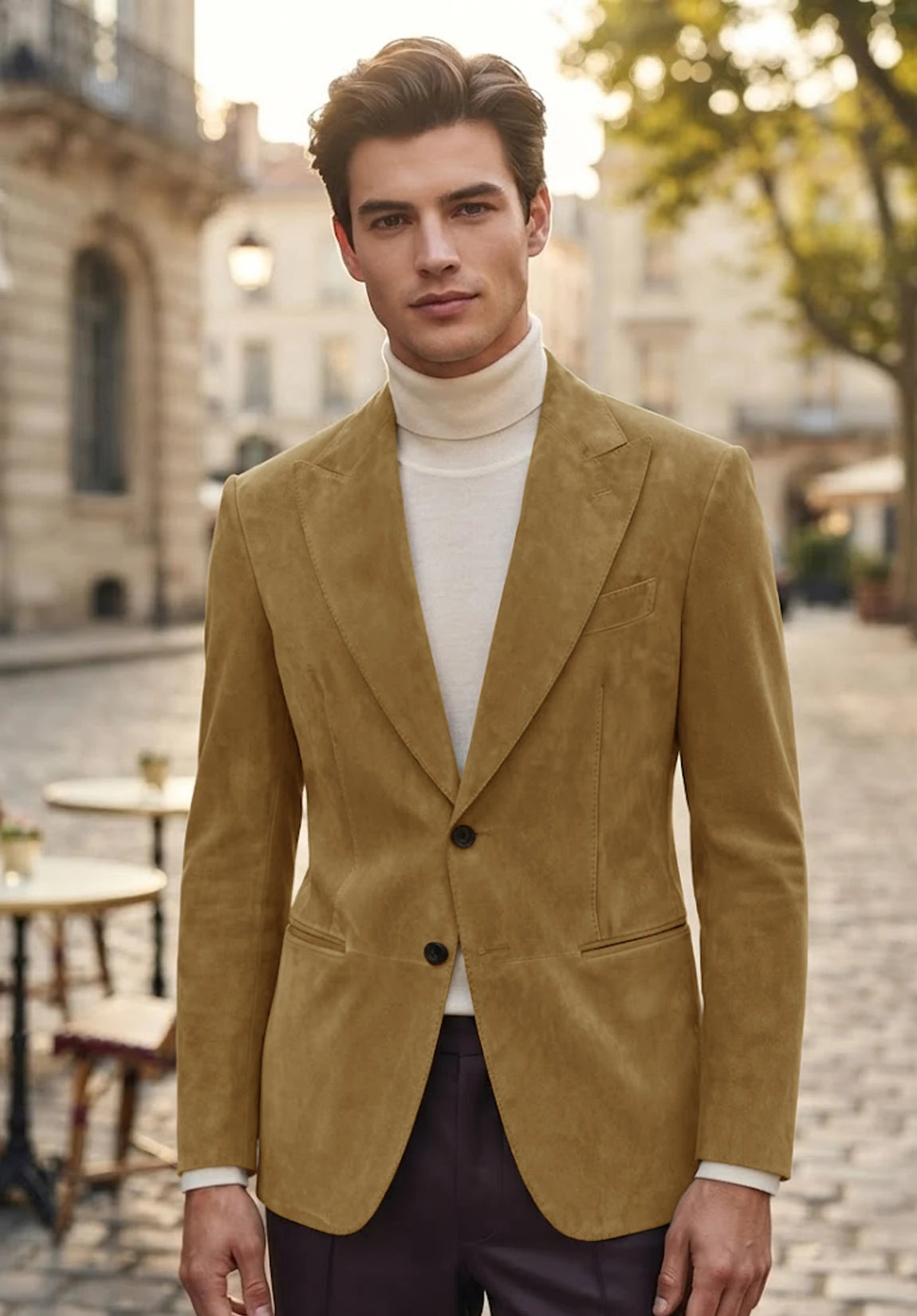 Men's khaki suede jacket