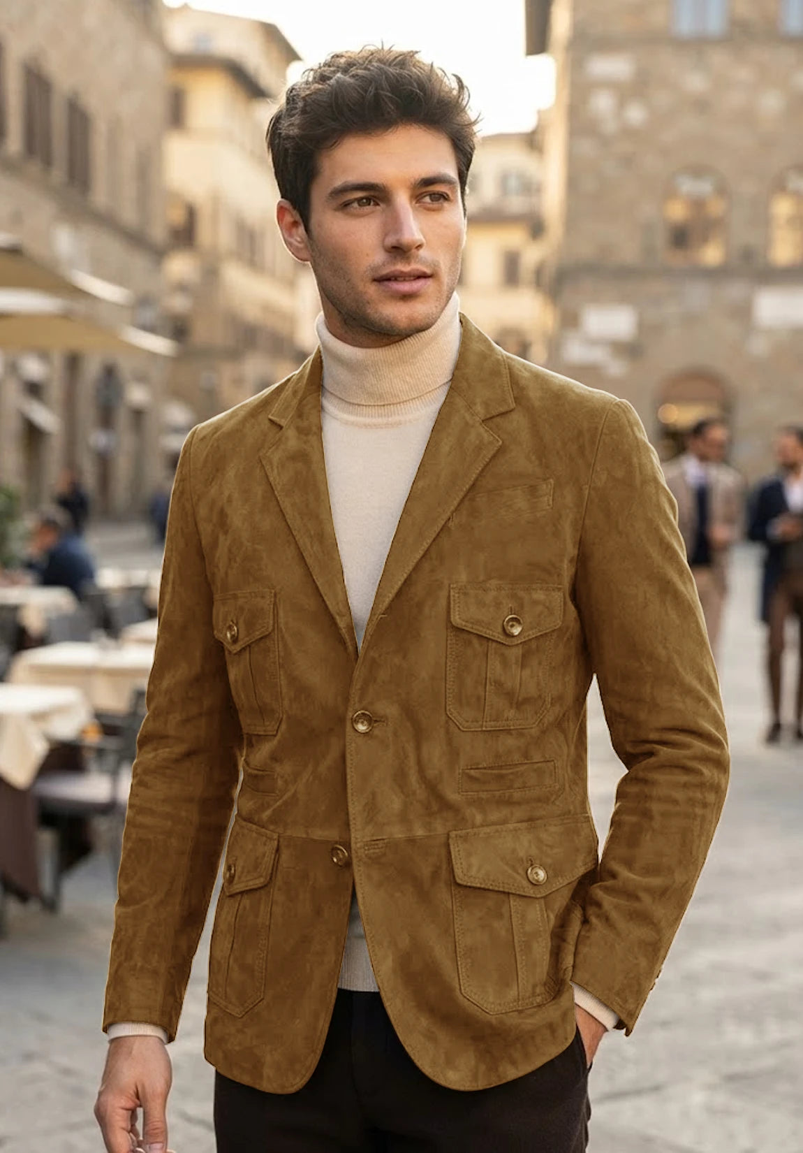Men's khaki suede jacket