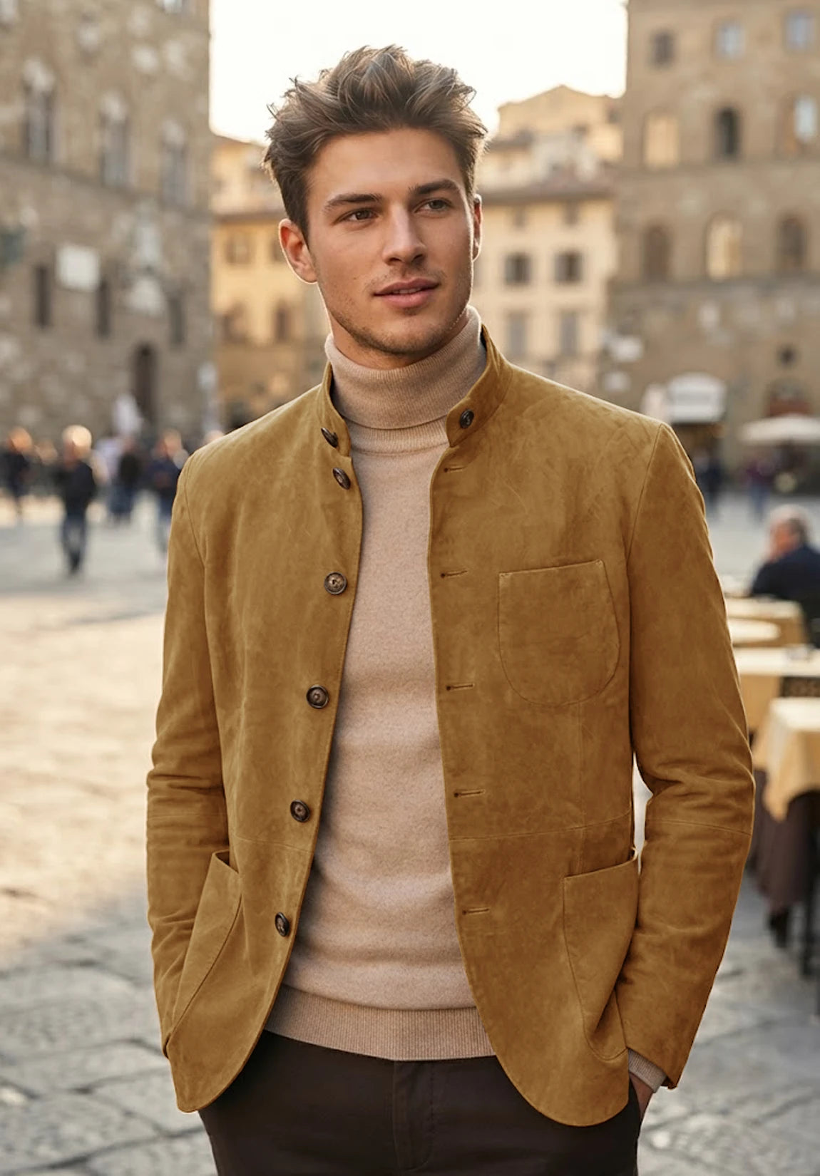 Men's khaki suede jacket