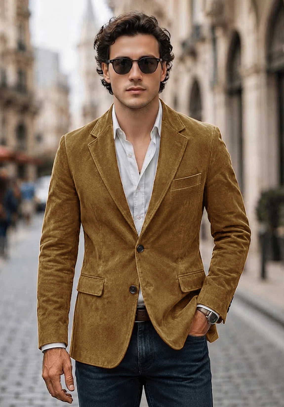 Men's khaki suede jacket