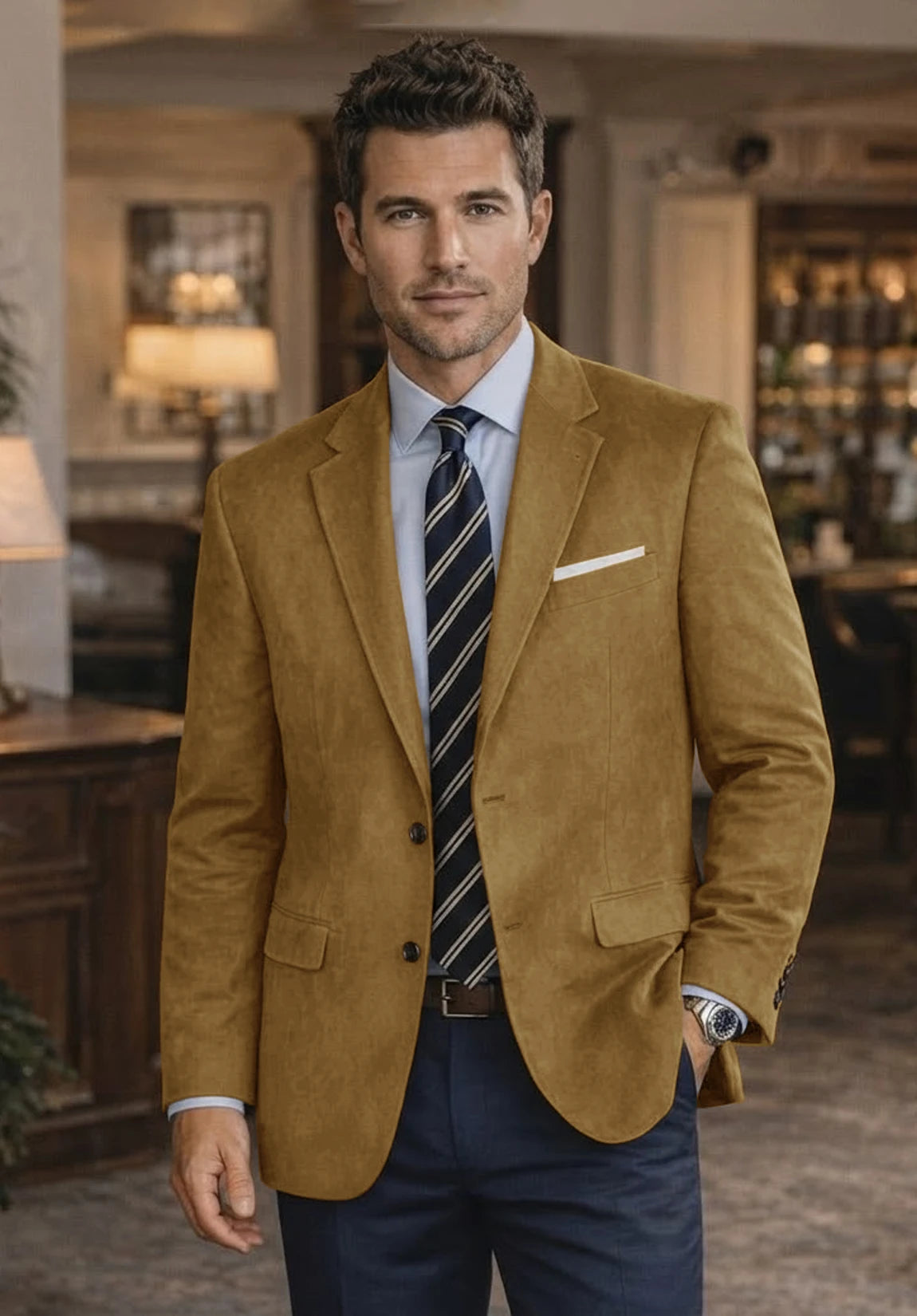 Men's khaki suede jacket