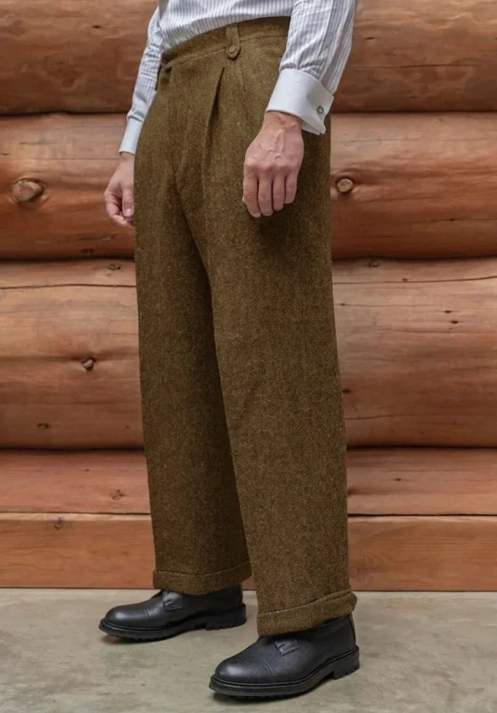 Men's khaki tweed pants