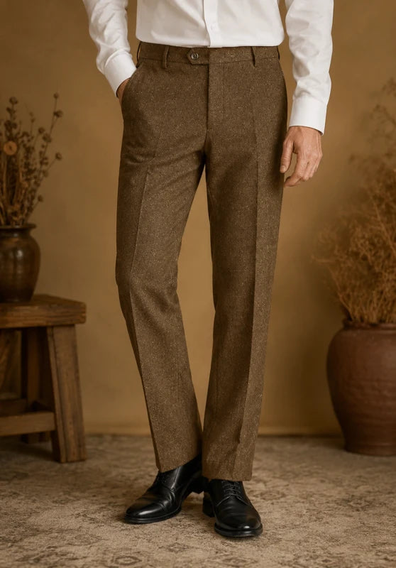 Men's khaki tweed pants