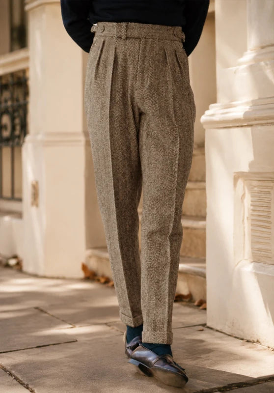 Men's khaki tweed pants
