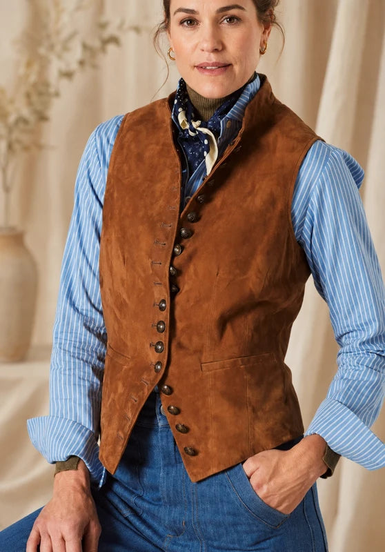 Women's khaki suede vest 
