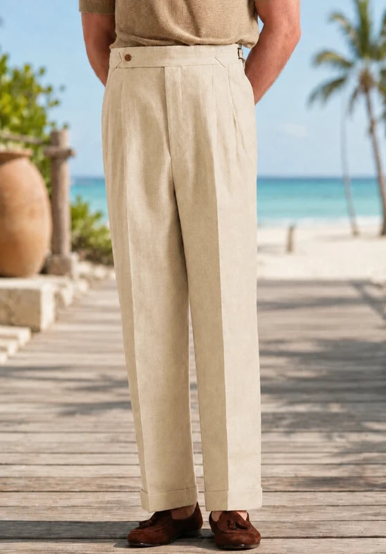 Men khaki Linen Pants 