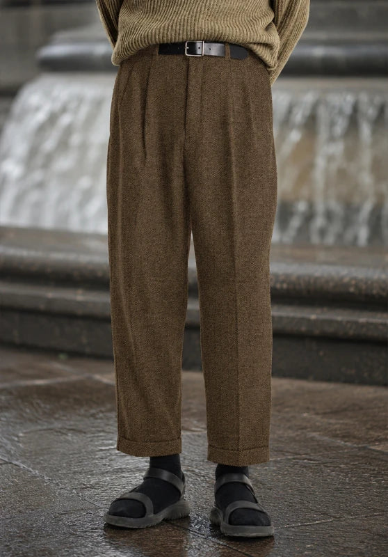 Men's khaki tweed pants