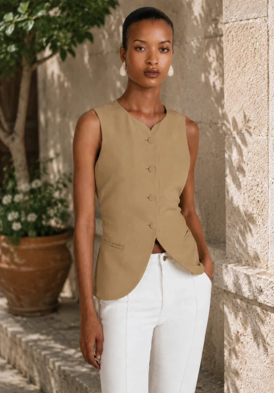 Women's khaki vest