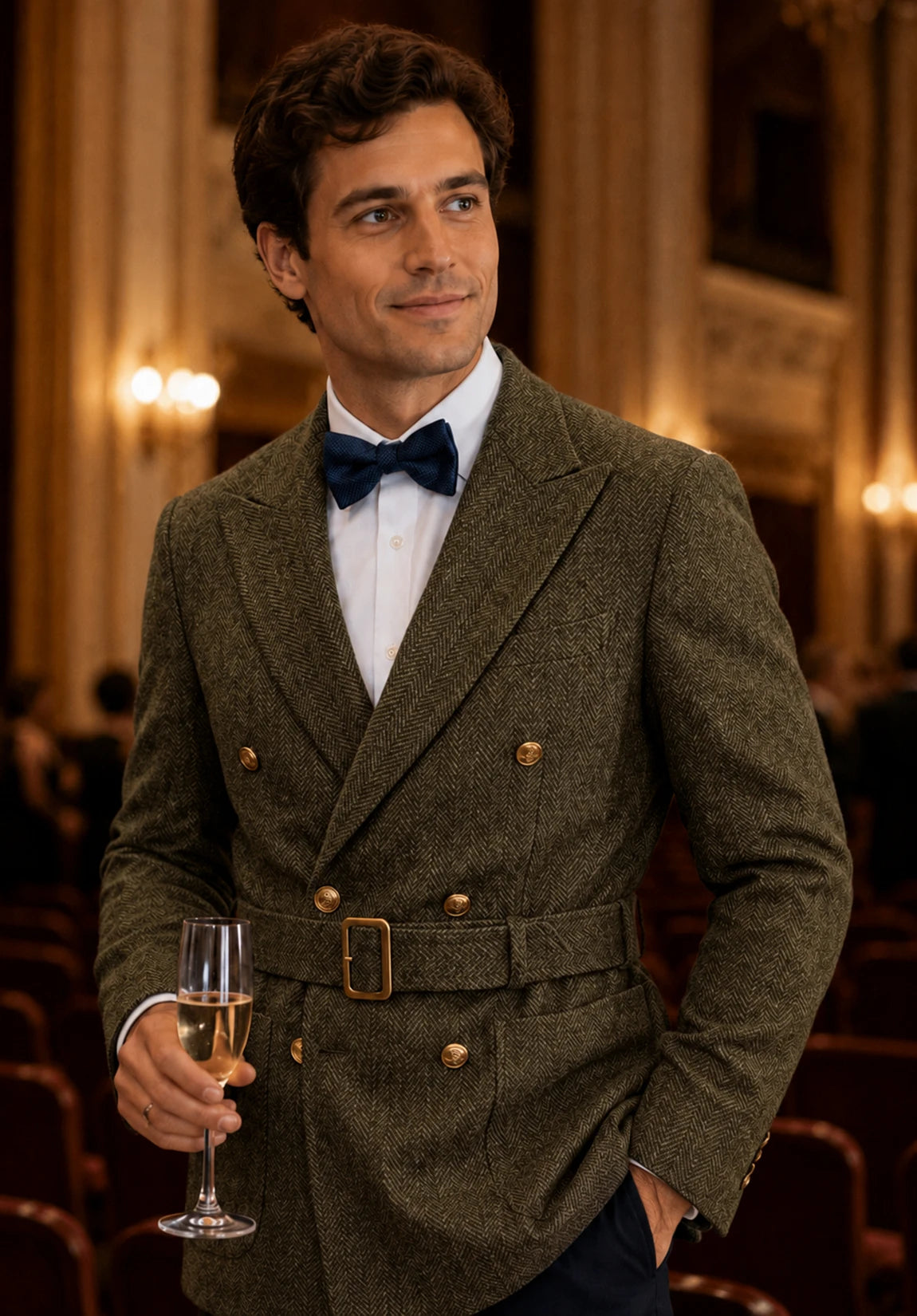 Men's khaki herringbone jacket