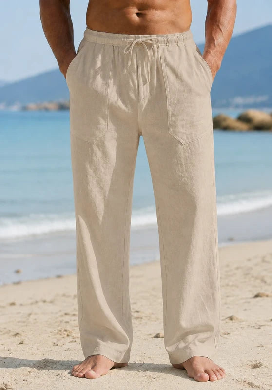 Men Linen Pants Khaki