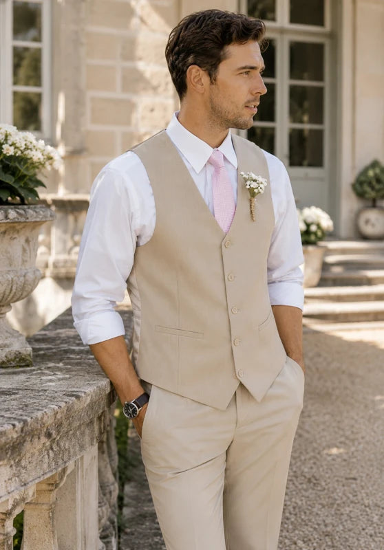 Men's khaki suit vest 