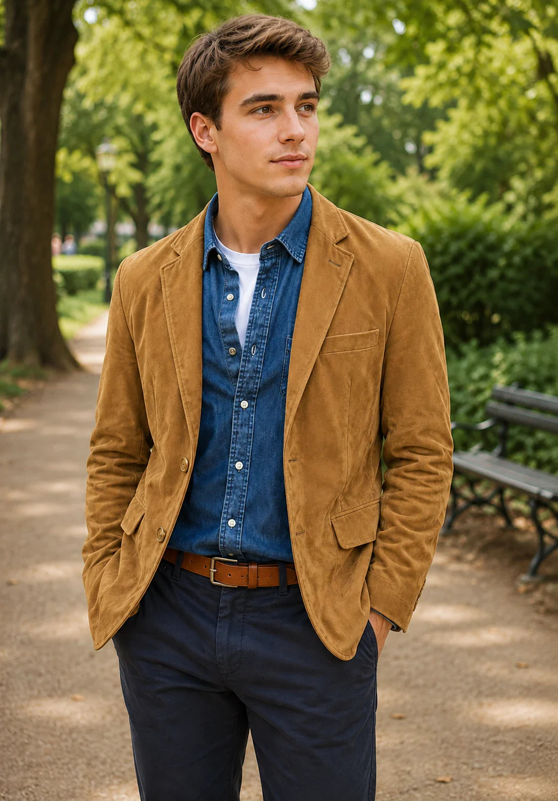 Men's khaki suede jacket