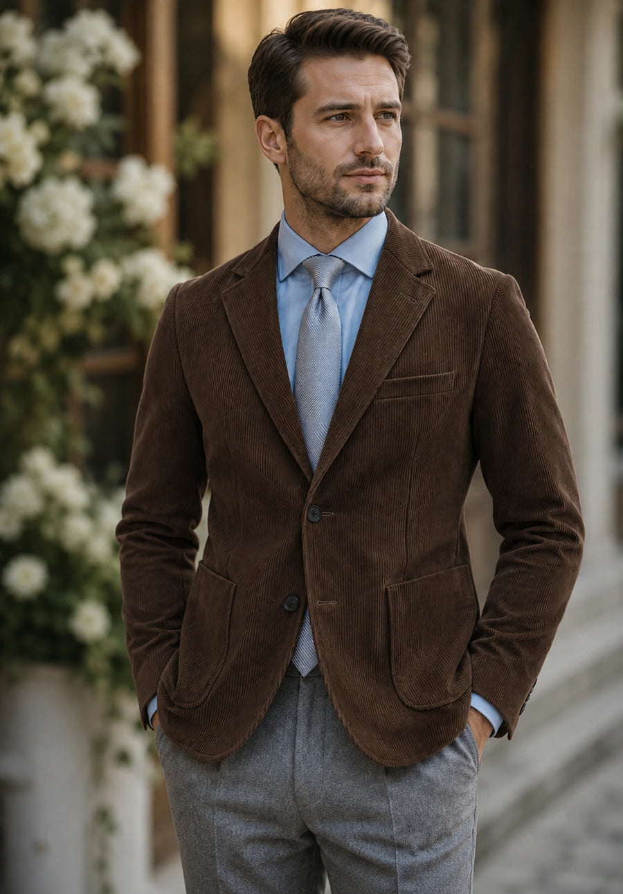 Men's Regular Fit Premium Corduroy Blazer for Wedding Party