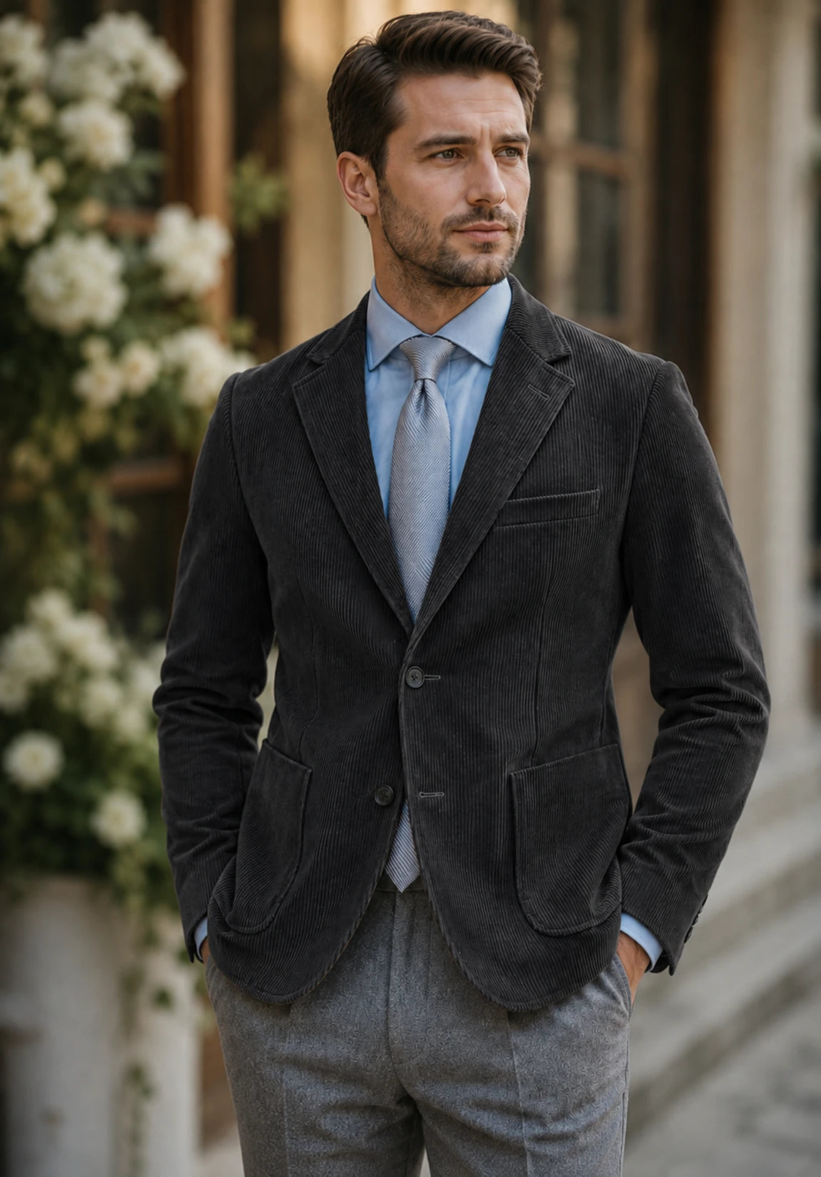 Men's Regular Fit Premium Corduroy Blazer for Wedding Party