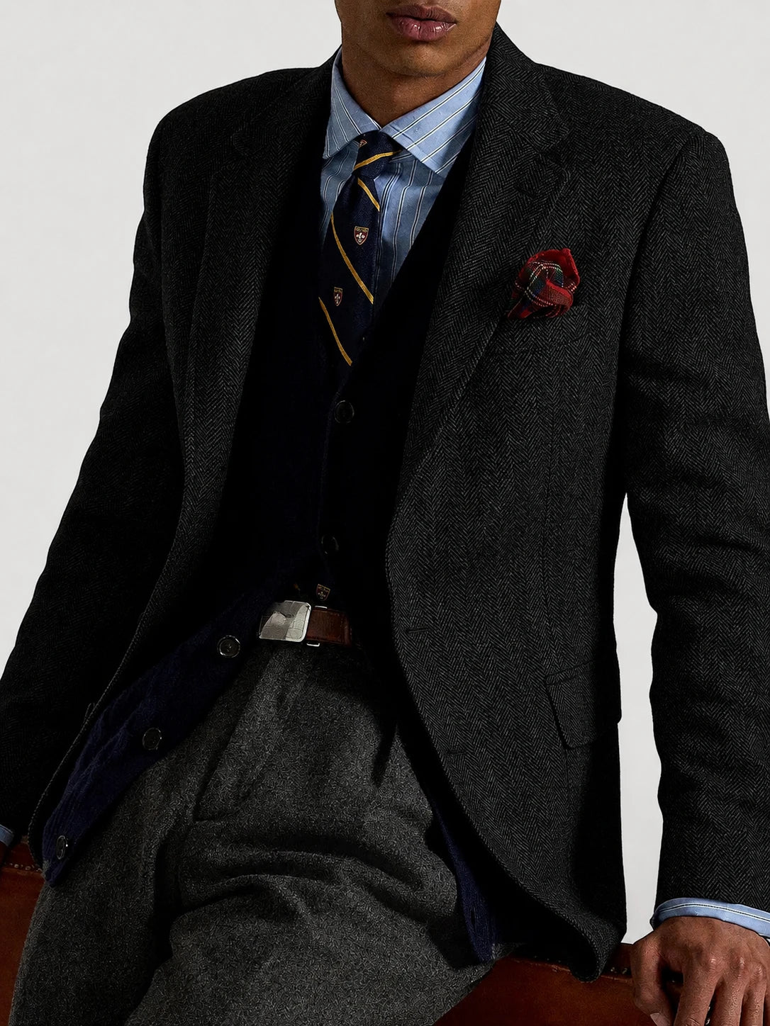 Men's Slim Fit Wrinkle Free Herringbone Blazer for Outdoor
