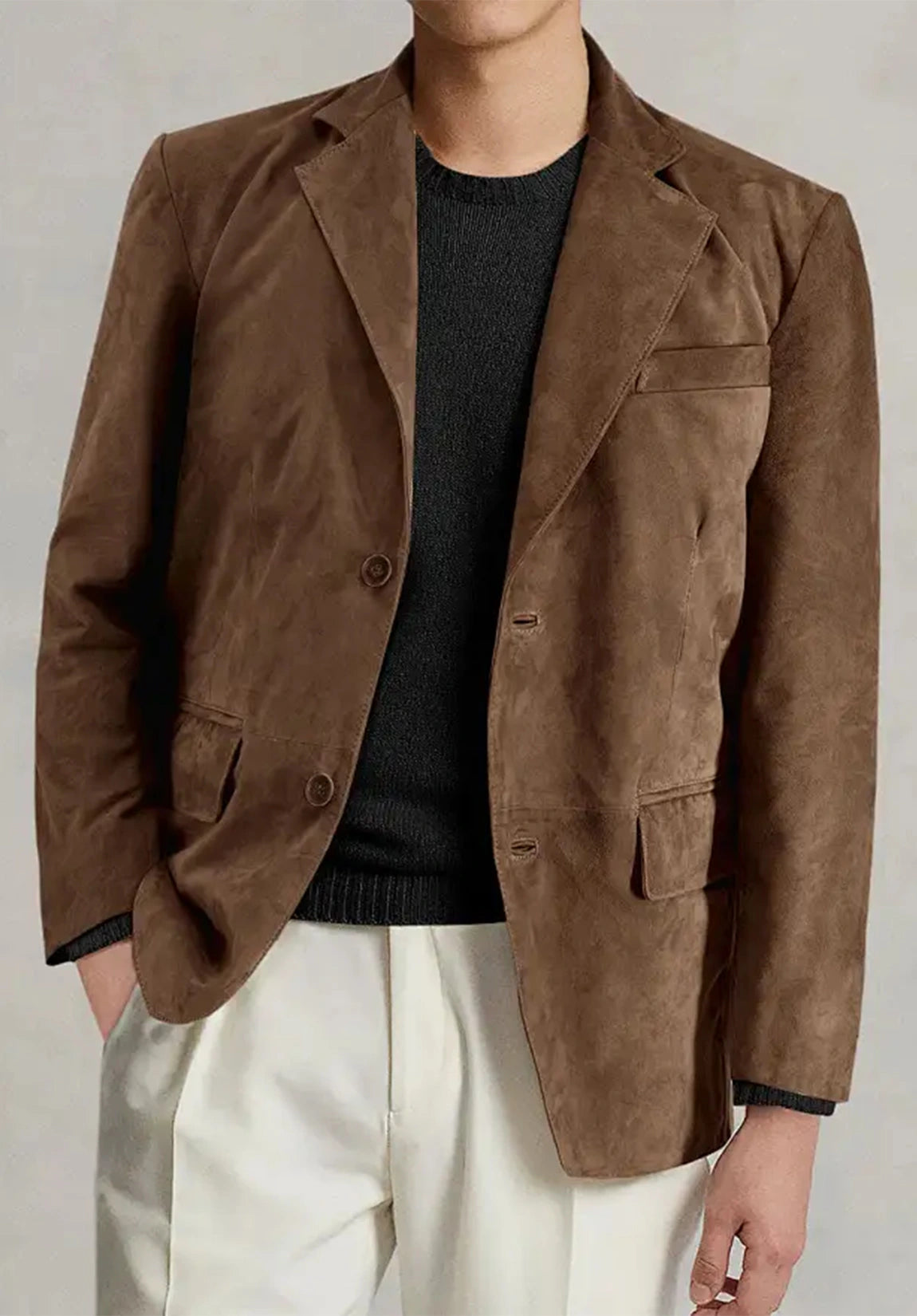 Men's Classic Fit Wrinkle Free Suede Blazer for Wedding