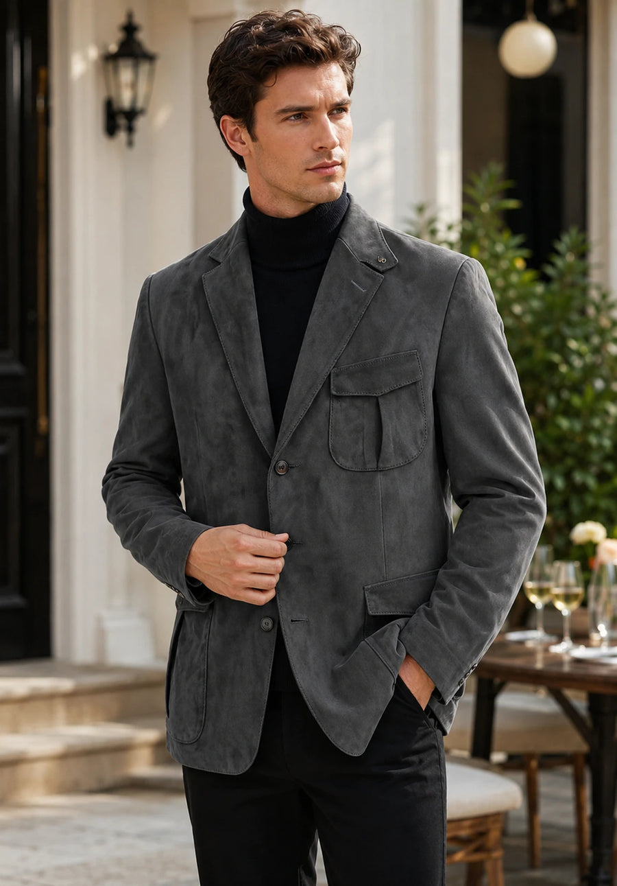 Men's Classic Fit Premium Free Suede Blazer for Wedding