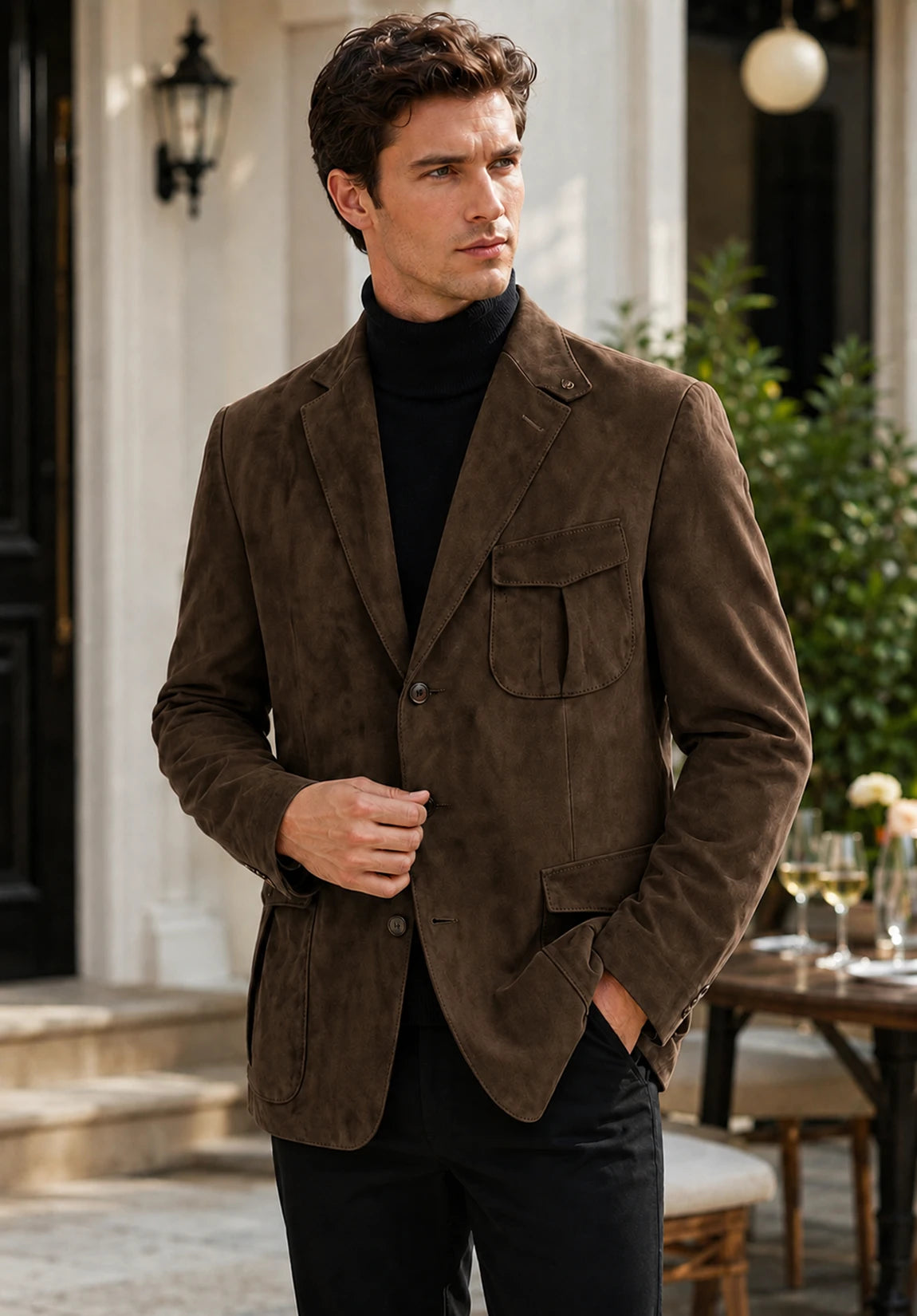 Men's Classic Fit Premium Free Suede Blazer for Wedding
