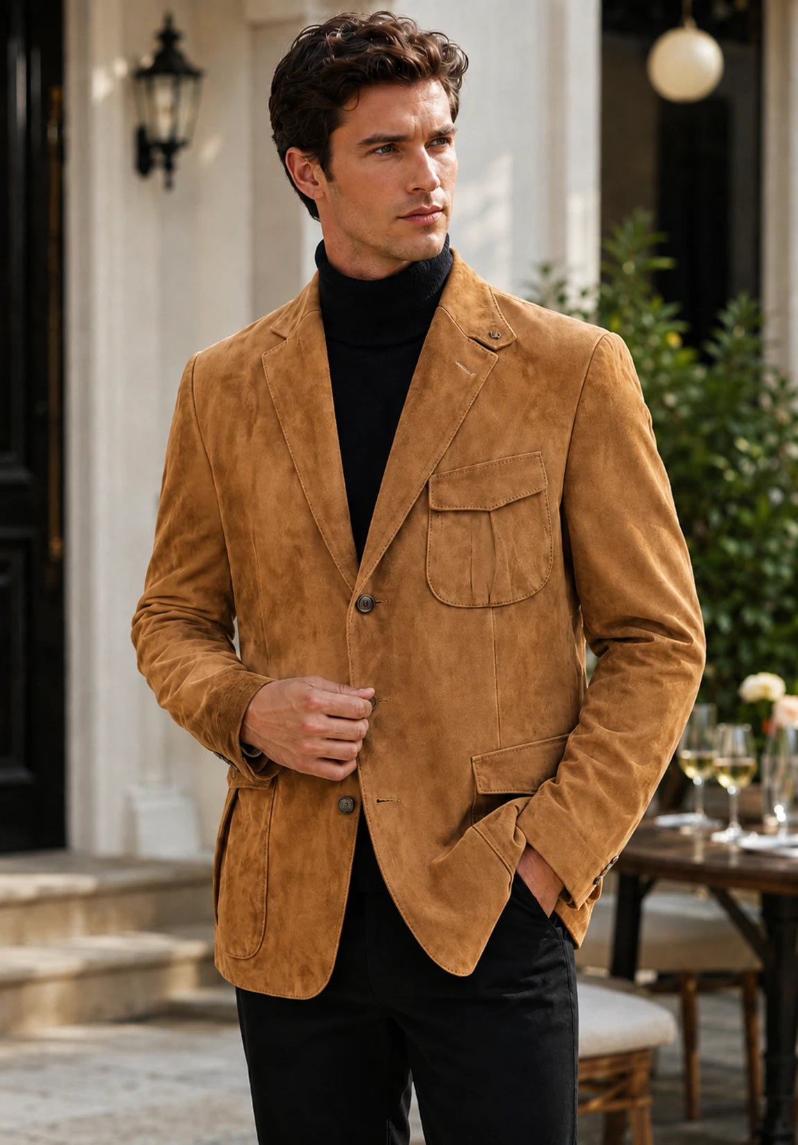 Men's Classic Fit Premium Free Suede Blazer for Wedding
