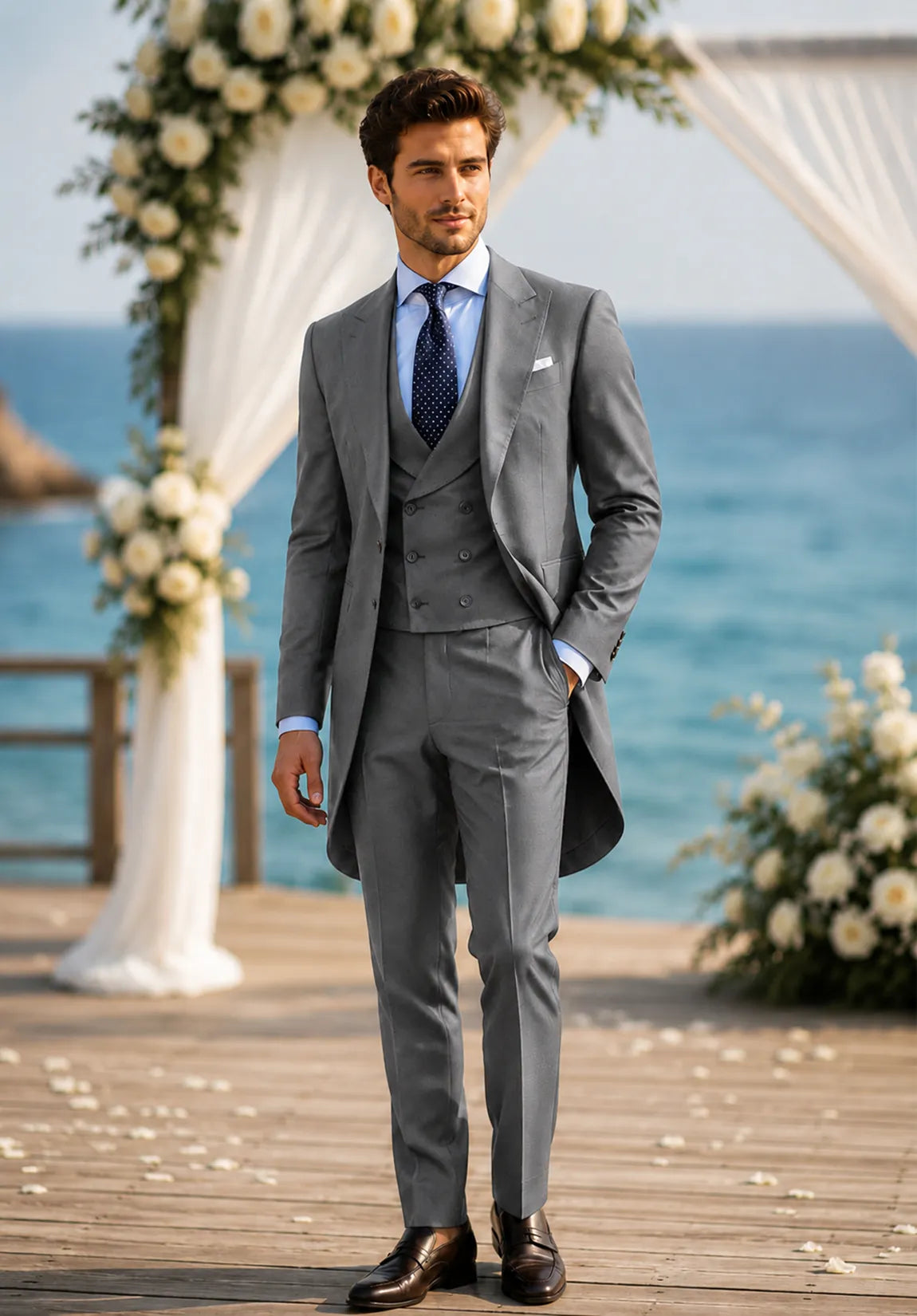 Men's Slim Fit Wrinkle-Free 3 Piece Suit for Business