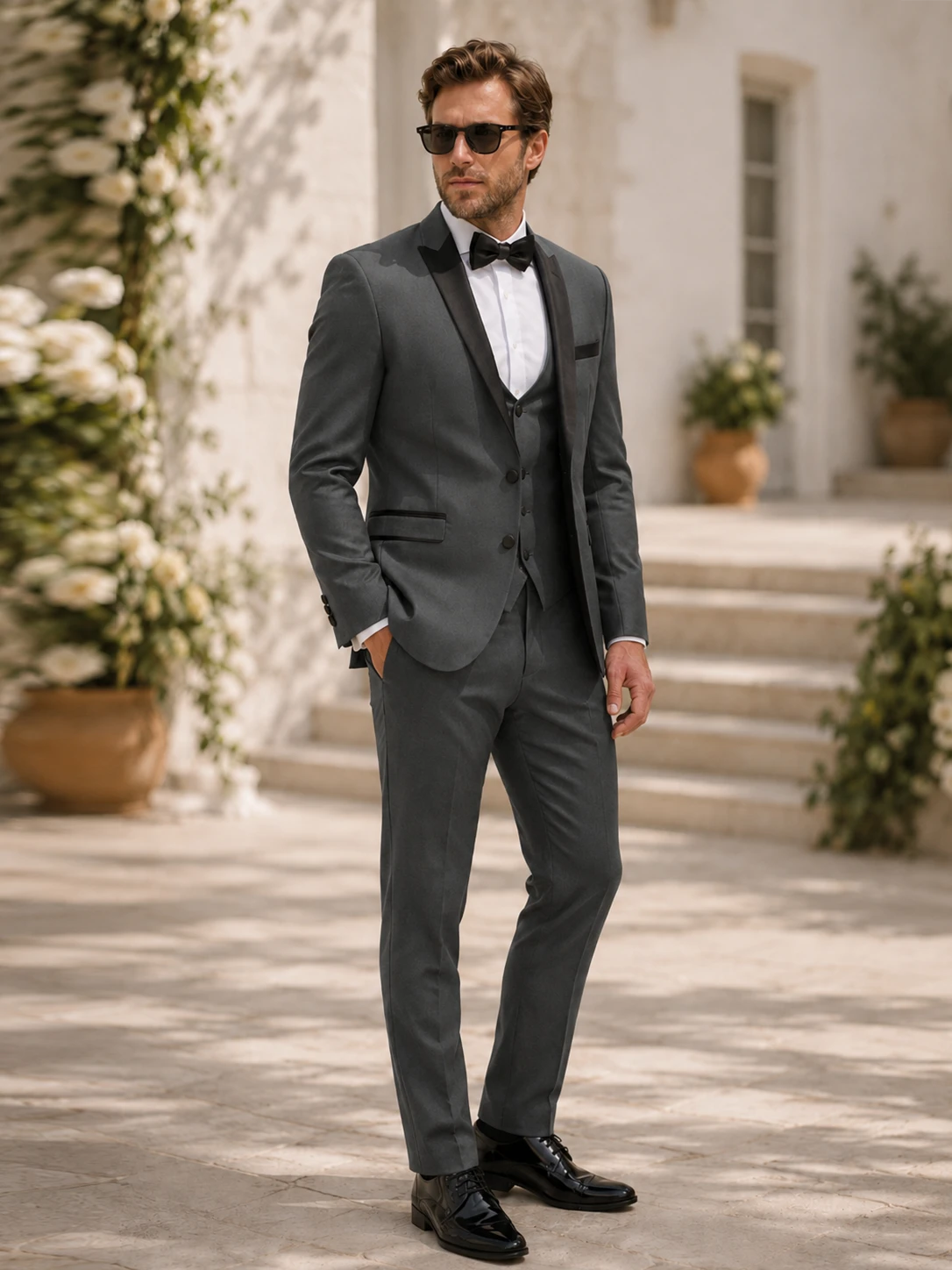 Men's Slim Fit Lightweight 3 Piece Suit for Business