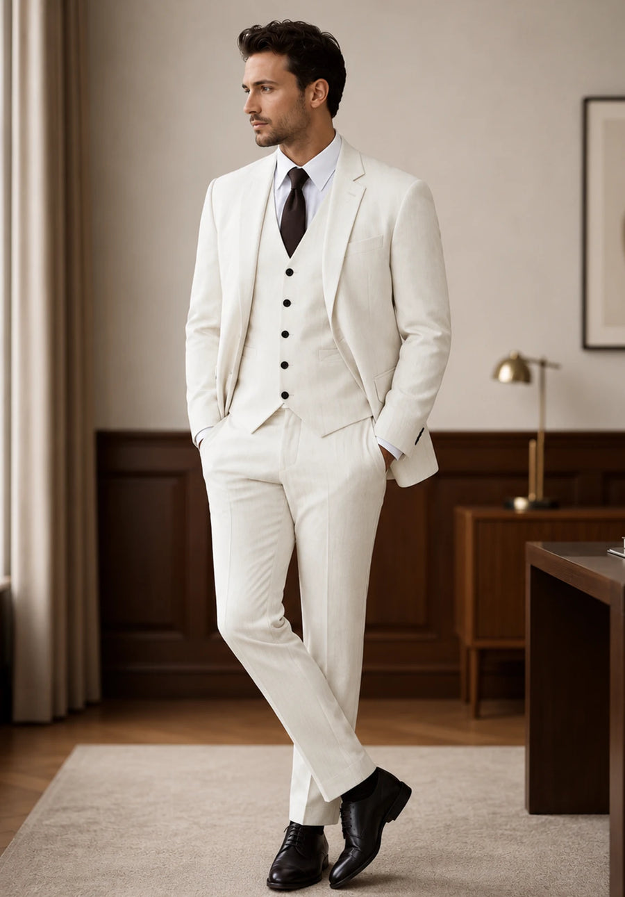 Men's Regular Fit Premium Fabric 3 Piece Suit for Business