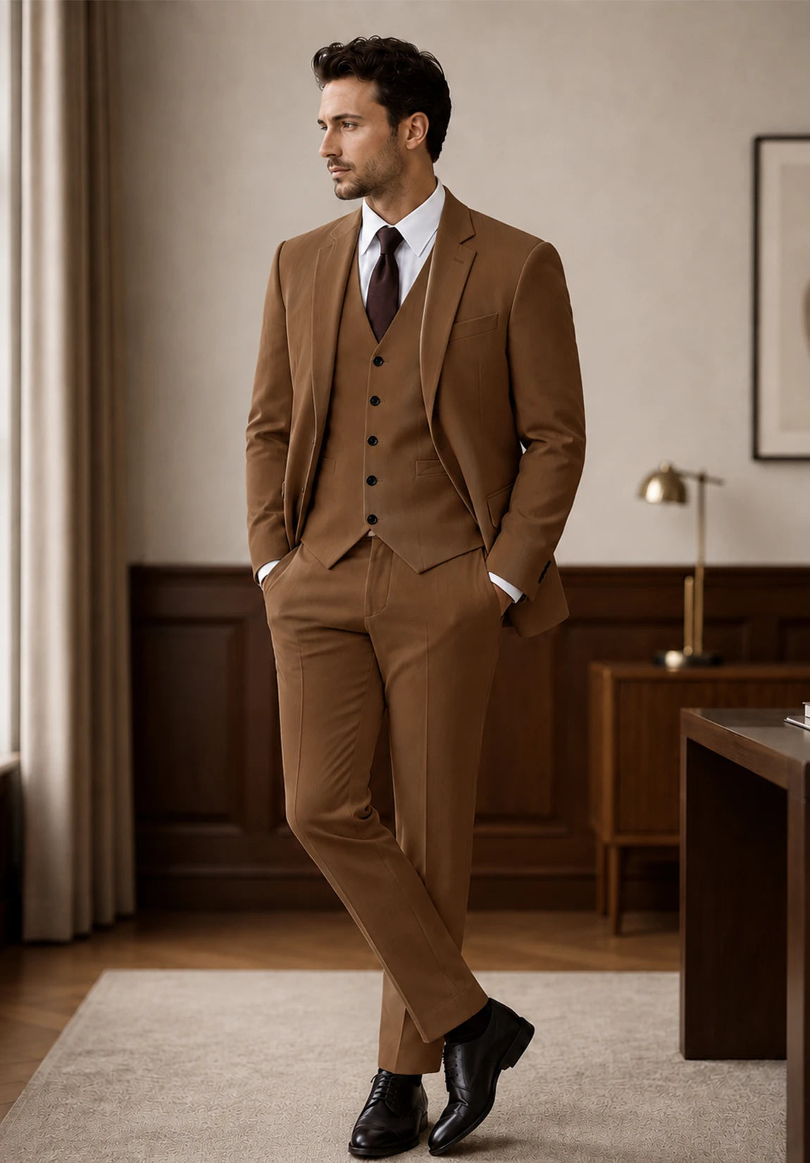 Men's Regular Fit Premium Fabric 3 Piece Suit for Business